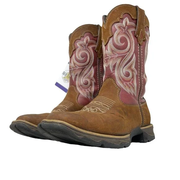 Durango Lady Rebel 6M Square Toe Western Leather Boot Brown Rusty Red DRD0349 - Picture 4 of 16